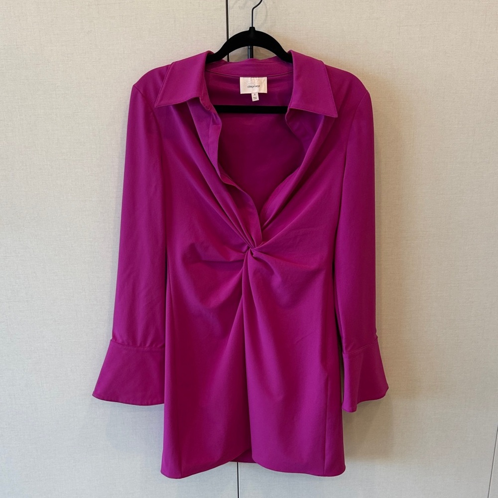 Cinq à Sept Fuchsia Twist Front Mini Dress